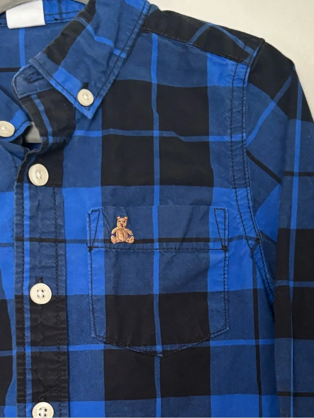 GAP Blue and Black Plaid Button-Down Shirt | 5Y